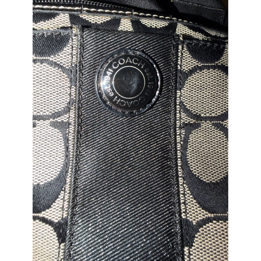 Coach Signature Monogram Canvas Added Charm Chain Wristlet Clutch 1941 Logo - Picture 8 of 9